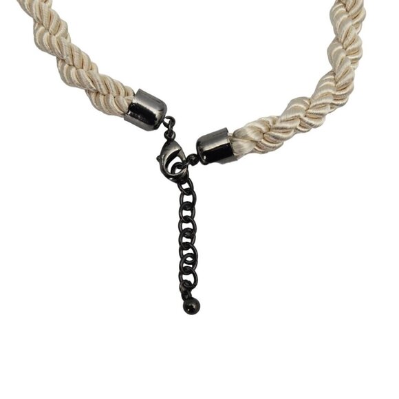 Vintage Ann Taylor Chunky Faux Pearl Necklace Satin Rope Bead Spacers 1990s - Picture 5 of 6